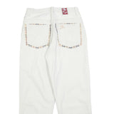BULERZ Womens Jeans White Relaxed Straight Denim W28 L28 Checked Pocket Trim