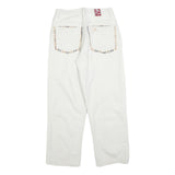 BULERZ Womens Jeans White Relaxed Straight Denim W28 L28 Checked Pocket Trim