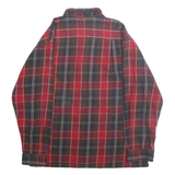 NAUTICA Mens Red & Brown Check Shirt 2XL Button-Down Long Sleeve Cotton