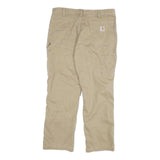 CARHARTT Mens Beige Relaxed Straight Trousers W36 L30 Durable Cotton Blend