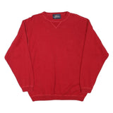 PEAK PERFORMANCE Mens Red Plain Cotton Blend Jumper Crew Neck Basic Knit L