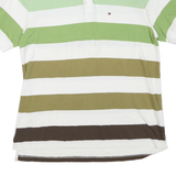 TOMMY HILFIGER Mens White & Green Striped Short Sleeve Polo Shirt XL