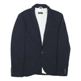 ZARA MAN Mens Navy Blue Jacket S Cotton Blend Button Closure Classic Tailored