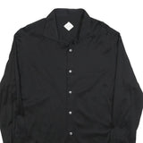 PAL ZILERI Mens Black Plain Cotton Blend Shirt M Stylish Classic Fit Button