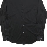 PAL ZILERI Mens Black Plain Cotton Blend Shirt M Stylish Classic Fit Button