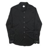 PAL ZILERI Mens Black Plain Cotton Blend Shirt M Stylish Classic Fit Button