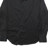 PAL ZILERI Mens Black Plain Cotton Blend Shirt M Stylish Classic Fit Button