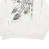 DIAMOND DUST Womens White XL Crew Neck Feather Graphic Pullover Sweatshirt
