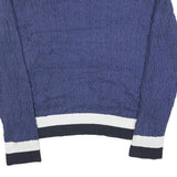 TOMMY HILFIGER Womens Blue Patterned Jumper Crew Neck Cable Knit XL Cotton
