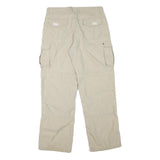 BIG BEAR Mens Polyester Blend Beige Relaxed Cargo Trousers W32 L31 Utility