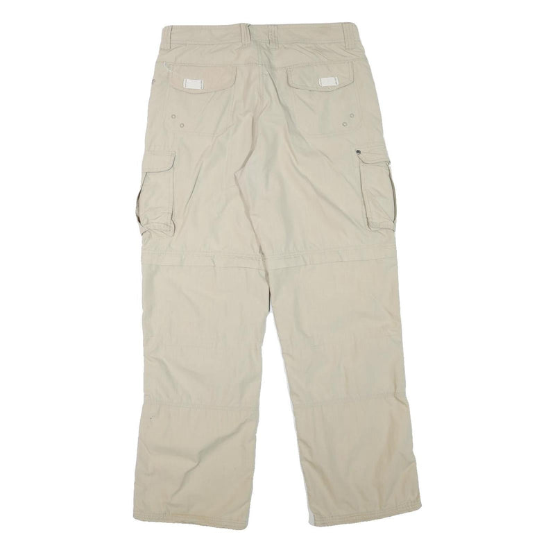 BIG BEAR Mens Polyester Blend Beige Relaxed Cargo Trousers W32 L31 Utility