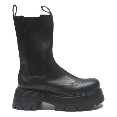 CHARLES & KEITH Womens Black Chelsea Boots Synthetic UK 6 Platform Lug Sole