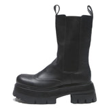 CHARLES & KEITH Womens Black Chelsea Boots Synthetic UK 6 Platform Lug Sole
