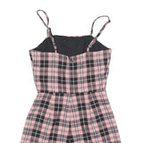 TALLY WEIJL Womens Pink & Black Check Playsuit XS Cotton Blend Sleeveless Button