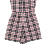 TALLY WEIJL Womens Pink & Black Check Playsuit XS Cotton Blend Sleeveless Button