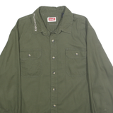 WRANGLER Mens Green Cotton Blend Casual Shirt L Button Pocket Long Sleeve