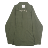 WRANGLER Mens Green Cotton Blend Casual Shirt L Button Pocket Long Sleeve