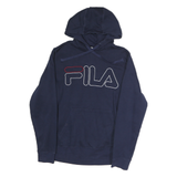FILA Mens Navy Hoodie S Cotton Pullover Logo Casual