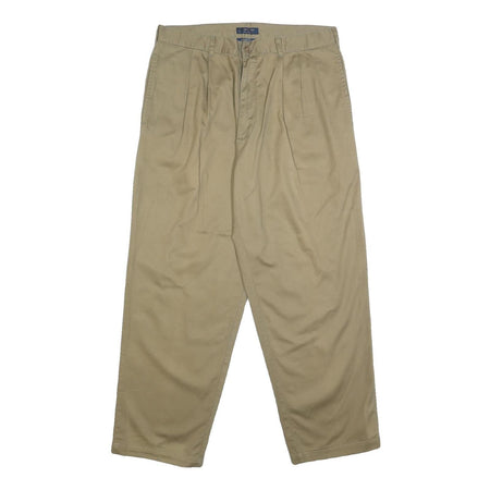 CHAPS RALPH LAUREN Mens Cotton Beige Relaxed Straight Trousers W36 L30 Classic