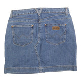 WRANGLER Womens Blue Denim Mini Cotton Blend Skirt M Classic Casual Fashion