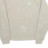 ADIDAS Womens Cream Plain Pullover Jumper Crew Neck Basic Knit S Casual