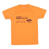 Mens Orange Short Sleeve Graphic T-Shirt S Polyester Blend Round Neck Casual