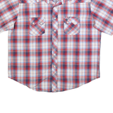 WRANGLER Mens Blue Red & White Plaid Shirt L Classic Cotton Blend Short Sleeve