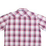 WRANGLER Mens Blue Red & White Plaid Shirt L Classic Cotton Blend Short Sleeve