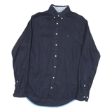 TOMMY HILFIGER Mens Navy Blue Stylish Cotton Blend Shirt S Button Collar