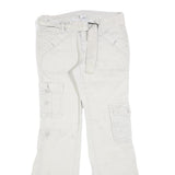 GARAGE Womens Cotton Blend Cream Regular Flared Trousers W30 L32 Casual Utility