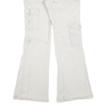 GARAGE Womens Cotton Blend Cream Regular Flared Trousers W30 L32 Casual Utility