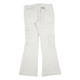 GARAGE Womens Cotton Blend Cream Regular Flared Trousers W30 L32 Casual Utility