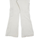 GARAGE Womens Cotton Blend Cream Regular Flared Trousers W30 L32 Casual Utility
