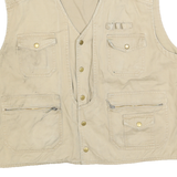 Mens Beige Cotton Blend Button Jacket Vest M Utility Casual Plain Pocket
