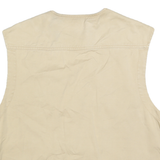 Mens Beige Cotton Blend Button Jacket Vest M Utility Casual Plain Pocket