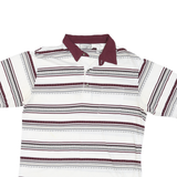 CLASSICS Mens White & Maroon Striped Short Sleeve Polo Shirt M Cotton Blend