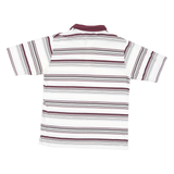 CLASSICS Mens White & Maroon Striped Short Sleeve Polo Shirt M Cotton Blend