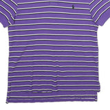 POLO RALPH LAUREN Mens Purple & White Striped Short Sleeve Polo Shirt M Cotton