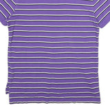 POLO RALPH LAUREN Mens Purple & White Striped Short Sleeve Polo Shirt M Cotton