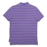 POLO RALPH LAUREN Mens Purple & White Striped Short Sleeve Polo Shirt M Cotton