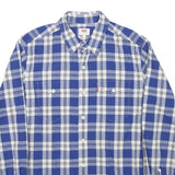 LEVI'S Mens Blue & White Checked Shirt S Classic Cotton Blend Long Sleeve