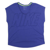 NIKE Womens Blue Graphic T-Shirt M Sleeveless V-Neck Sports Fitness