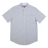 TOMMY HILFIGER Mens Blue Button-Down Short Sleeve Shirt S Cotton Classic Fit
