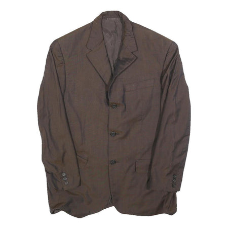 PRADA Mens Brown Button Wool Blend Classic Jacket M Plain Elegant Tailored