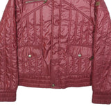 JUST CAVALLI Womens Red Quilted Jacket S Polyester Blend Zip Casual Stylish