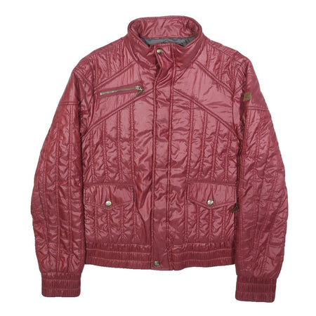 JUST CAVALLI Womens Red Quilted Jacket S Polyester Blend Zip Casual Stylish