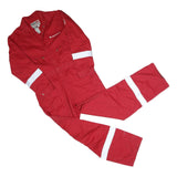 WALLS Mens Red Cotton Blend Dungarees XL W40 L28 Workwear Utility Reflective