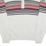 NAUTICA Mens Cream & Red Striped Pattern Shawl Collar Pullover Jumper M Cotton