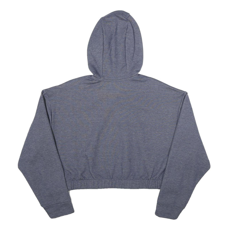 ELLESSE Womens Blue Pullover Hoodie UK 8 Cotton Blend Cropped Drawstring Hood