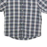 CHAPS Mens Blue & White Check Shirt XL Cotton Blend Button Collar Casual